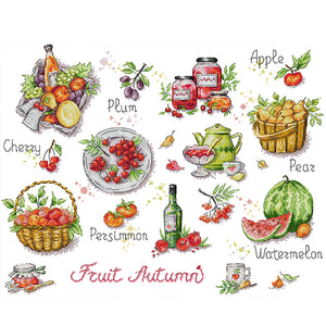 Joy Sunday - Autumn Fruits - 51*43CM 14CT 2 Stamped Cross Stitch
