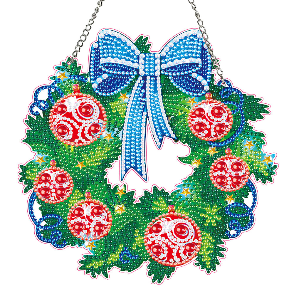 Christmas Xmas Special Shaped Full Drill Garland Crystal Painting Wreath Kit (Wreath)
