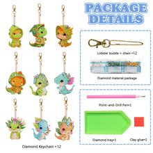 Load image into Gallery viewer, 9PCS Double Sided Full Drill Keyring Forest Dinosaur for Adult Kid Handbag Decor

