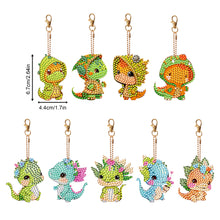 Load image into Gallery viewer, 9PCS Double Sided Full Drill Keyring Forest Dinosaur for Adult Kid Handbag Decor
