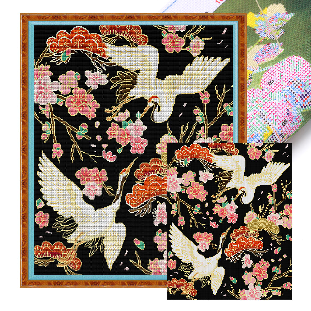 Joy Sunday - Crane Longevity - 54*63CM 14CT 2 Stamped Cross Stitch