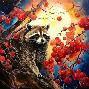 Red Grapes And Tanuki 40*40CM(Canvas) Full Round Drill Diamond Painting