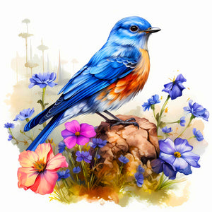 Blue Bird On A Flower 40*40CM(Canvas) Full Round Drill Diamond Painting
