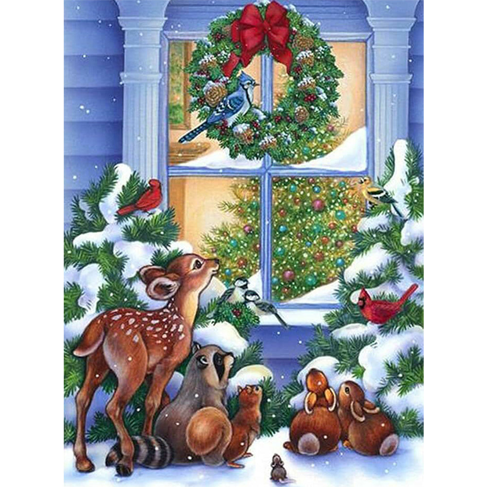 Forest Animals And Christmas 45*60CM(Canvas) Full Round Drill Diamond Painting