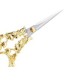 Load image into Gallery viewer, Flower Pattern Embroidery Scissors for Sewing Crafting 6.2x12.8cm (Golden Brown)
