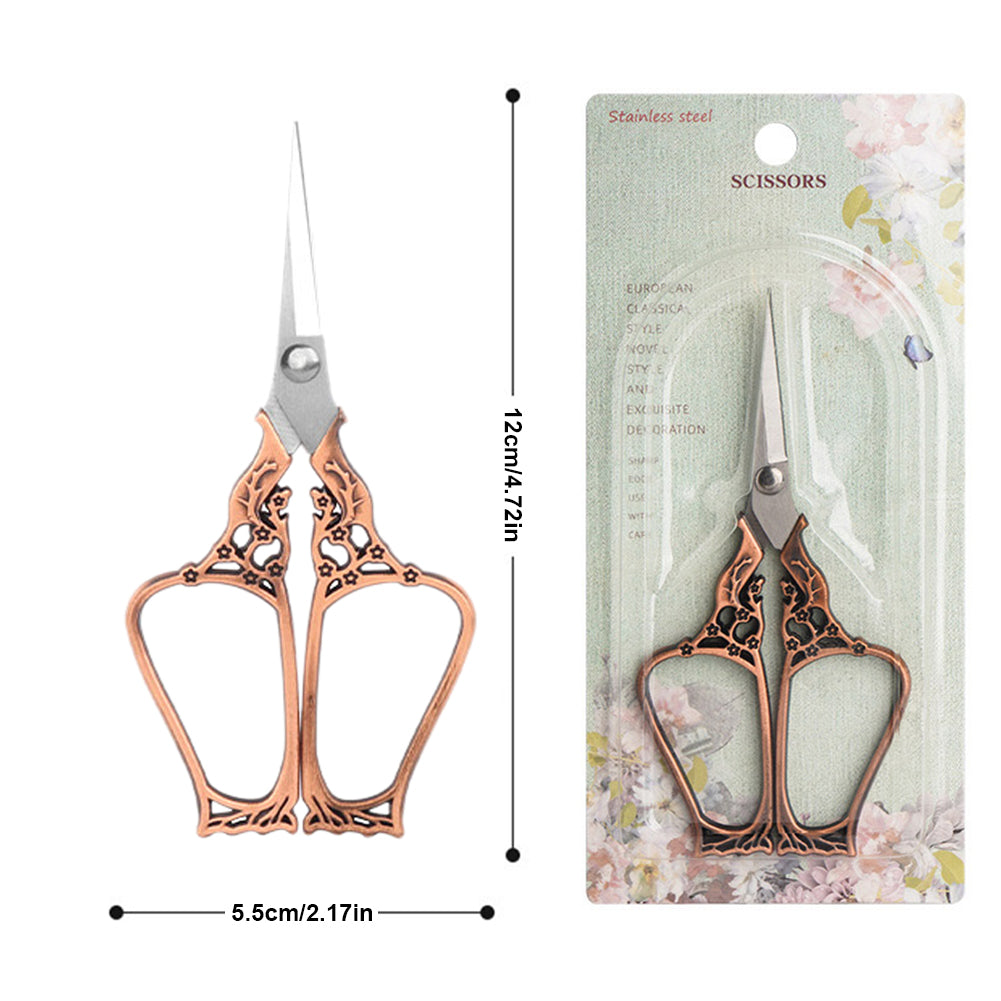 Vintage European Style Scissors for Sewing Crafting 12x5.5CM (Reddish Copper)