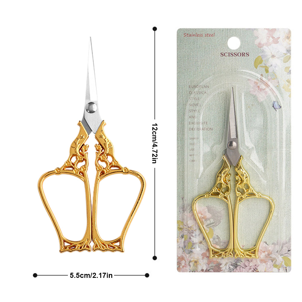 Vintage European Style Scissors for Sewing Crafting 12x5.5CM (Gold)