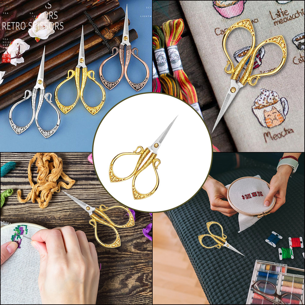 Vintage European Style Scissors for Sewing Crafting 6x10.5CM (Gold)