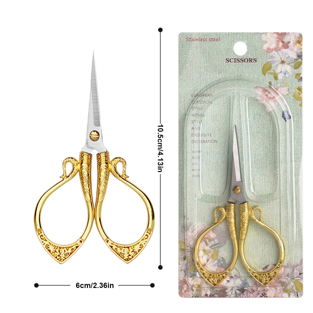 Vintage European Style Scissors for Sewing Crafting 6x10.5CM (Gold)