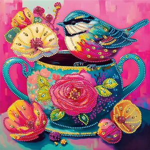 Pink Bird 30*30CM(Canvas) Partial Special Shaped Drill Diamond Painting