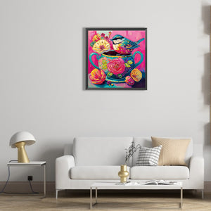 Pink Bird 30*30CM(Canvas) Partial Special Shaped Drill Diamond Painting