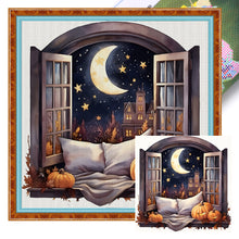 Load image into Gallery viewer, Huancan - Autumn Window Scene - 60*60CM 11CT 3 Stamped Cross Stitch
