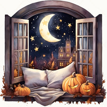 Load image into Gallery viewer, Huancan - Autumn Window Scene - 60*60CM 11CT 3 Stamped Cross Stitch
