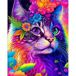Colorful Cat 40*50CM(Canvas) Full Round Drill Diamond Painting
