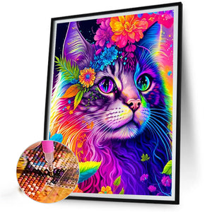 Colorful Cat 40*50CM(Canvas) Full Round Drill Diamond Painting
