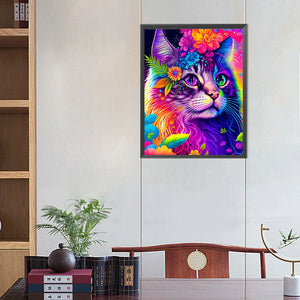 Colorful Cat 40*50CM(Canvas) Full Round Drill Diamond Painting