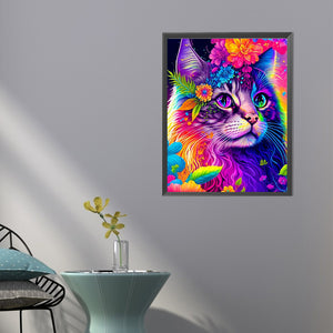 Colorful Cat 40*50CM(Canvas) Full Round Drill Diamond Painting