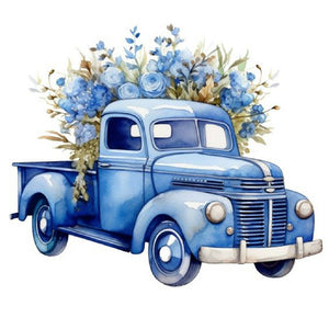 Blue Flower Truck 40*40CM(Canvas) Full Round Drill Diamond Painting