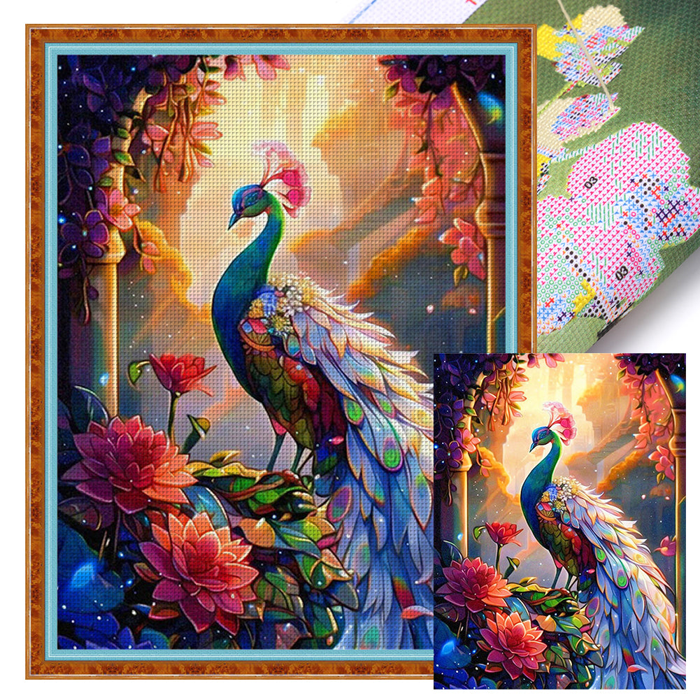Huancan - Peacock - 50*65CM 16CT 2 Stamped Cross Stitch