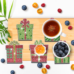 10PCS Christmas Wooden Diamond Painting Art Coaster Kit (Christmas Gifts)