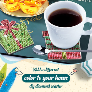 10PCS Christmas Wooden Diamond Painting Art Coaster Kit (Christmas Gifts)