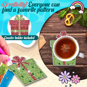 10PCS Christmas Wooden Diamond Painting Art Coaster Kit (Christmas Gifts)