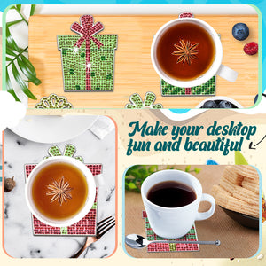 10PCS Christmas Wooden Diamond Painting Art Coaster Kit (Christmas Gifts)