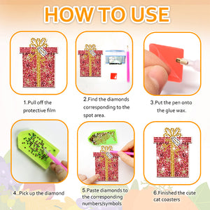 10PCS Christmas Wooden Diamond Painting Art Coaster Kit (Christmas Gifts)