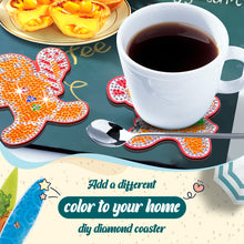 Load image into Gallery viewer, 10PCS Christmas Wooden Diamond Painting Art Coaster Kit (Xmas Gingerbread Man)
