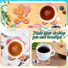 Load image into Gallery viewer, 10PCS Christmas Wooden Diamond Painting Art Coaster Kit (Xmas Gingerbread Man)
