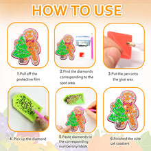 Load image into Gallery viewer, 10PCS Christmas Wooden Diamond Painting Art Coaster Kit (Xmas Gingerbread Man)
