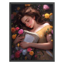 Load image into Gallery viewer, Yishu - Girl With Flowers - 50*65CM 11CT 3 Stamped Cross Stitch
