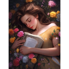 Load image into Gallery viewer, Yishu - Girl With Flowers - 50*65CM 11CT 3 Stamped Cross Stitch
