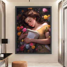 Load image into Gallery viewer, Yishu - Girl With Flowers - 50*65CM 11CT 3 Stamped Cross Stitch
