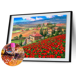 Rural Mountain Scene 40*30CM(Canvas) Full Round Drill Diamond Painting
