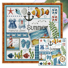 Load image into Gallery viewer, Joy Sunday - Four Seasons Of Summer - 24*23CM 16CT 2 Stamped Cross Stitch
