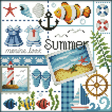 Load image into Gallery viewer, Joy Sunday - Four Seasons Of Summer - 24*23CM 16CT 2 Stamped Cross Stitch
