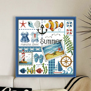Joy Sunday - Four Seasons Of Summer - 24*23CM 16CT 2 Stamped Cross Stitch