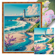 Load image into Gallery viewer, Huancan - Lighthouse By The Sea - 50*65CM 16CT 2 Stamped Cross Stitch
