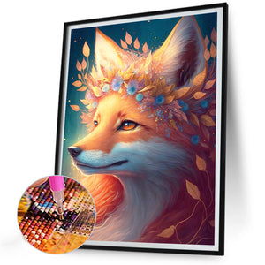 Fox And Flowers 30*40CM(Canvas) Full Round Drill Diamond Painting