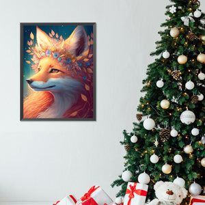 Fox And Flowers 30*40CM(Canvas) Full Round Drill Diamond Painting