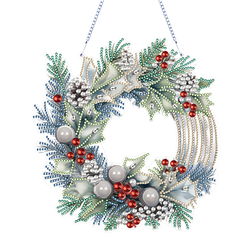 Christmas Acrylic Special Shaped Diamond Painting Wreath Ornament