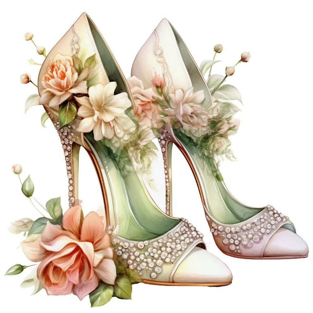 Flower High Heels 30*30CM(Canvas) Full Round Drill Diamond Painting
