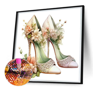 Flower High Heels 30*30CM(Canvas) Full Round Drill Diamond Painting