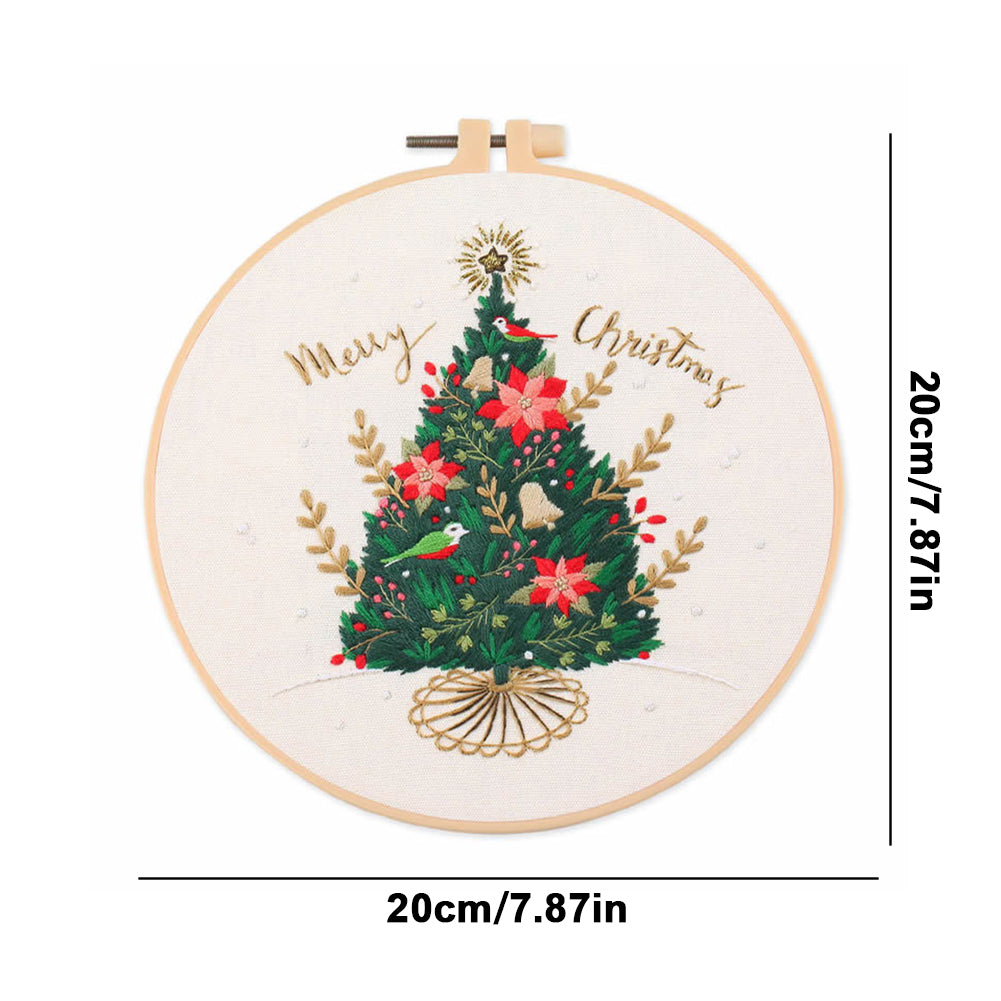 Christmas - DIY Embroidery Cross Stitch Kit with Pattern Cotton Threads Needles Hoop 30x30CM/11.81x11.81in