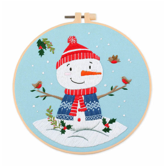 Christmas - DIY Embroidery Cross Stitch Kit with Pattern Cotton Threads Needles Hoop 30x30CM/11.81x11.81in