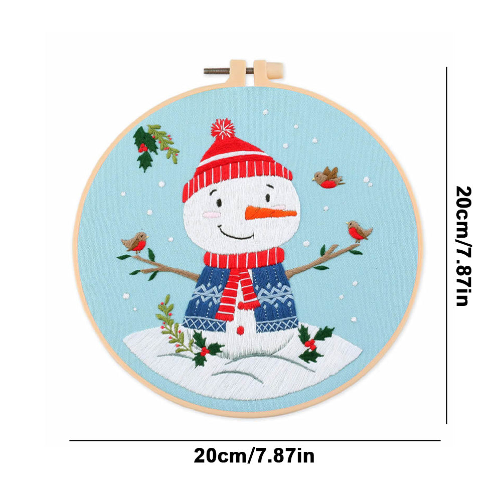 Christmas - DIY Embroidery Cross Stitch Kit with Pattern Cotton Threads Needles Hoop 30x30CM/11.81x11.81in