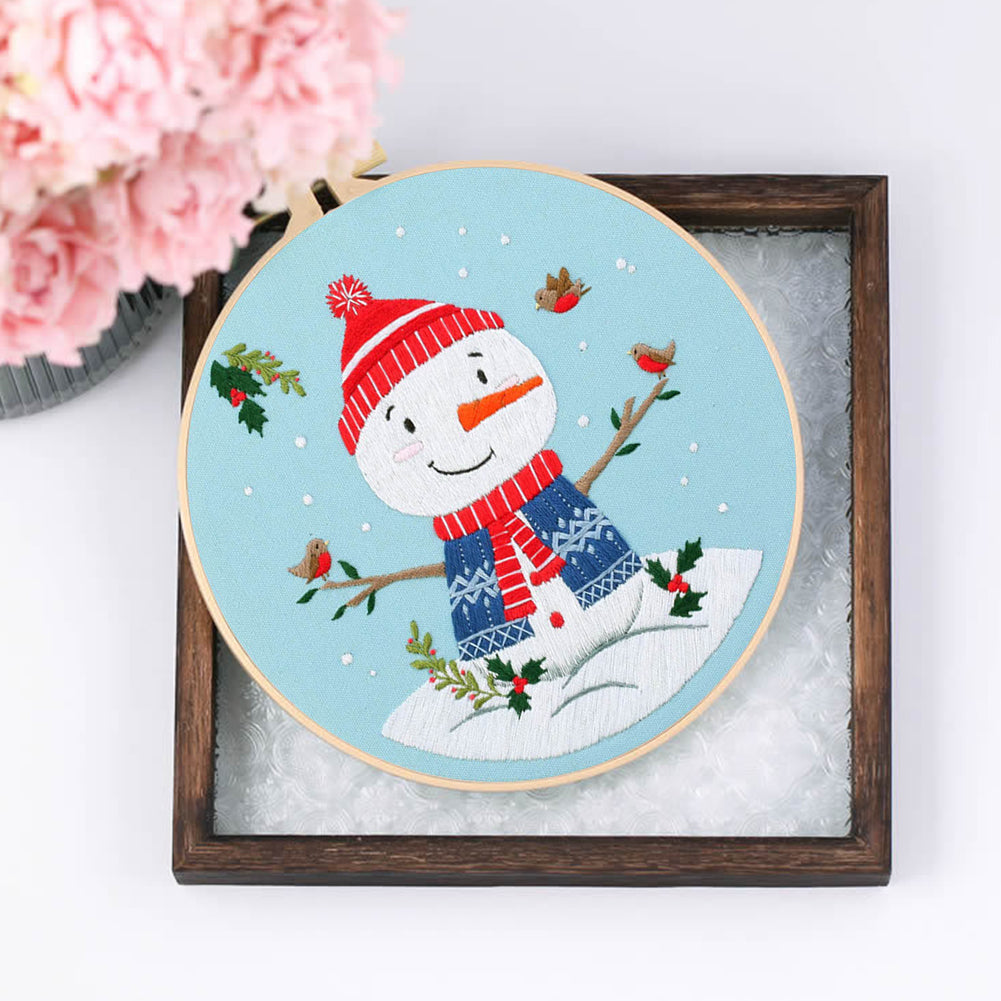 Christmas - DIY Embroidery Cross Stitch Kit with Pattern Cotton Threads Needles Hoop 30x30CM/11.81x11.81in