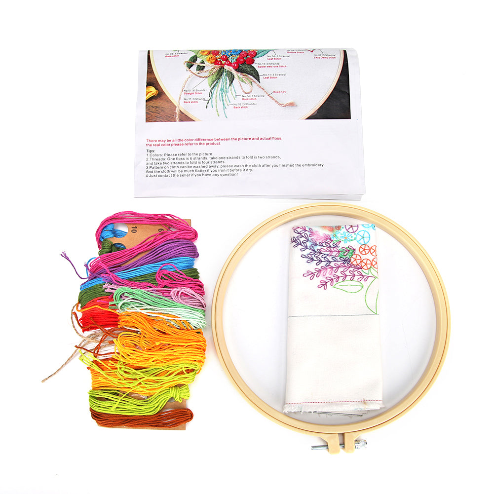 Christmas - DIY Embroidery Cross Stitch Kit with Pattern Cotton Threads Needles Hoop 30x30CM/11.81x11.81in