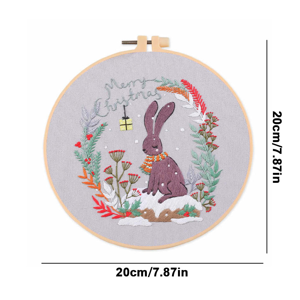 Christmas - DIY Embroidery Cross Stitch Kit with Pattern Cotton Threads Needles Hoop 30x30CM/11.81x11.81in